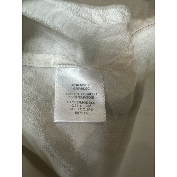 Equipment Femme XS White 100% Silk Button Front Long Sheer Sleeve Shirt Blouse - Picture 5 of 6